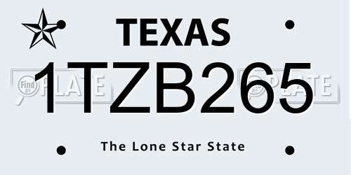 1TZB265 Texas License Plate