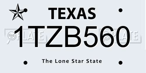 1TZB560 Texas License Plate