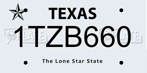 1TZB660 Texas License Plate