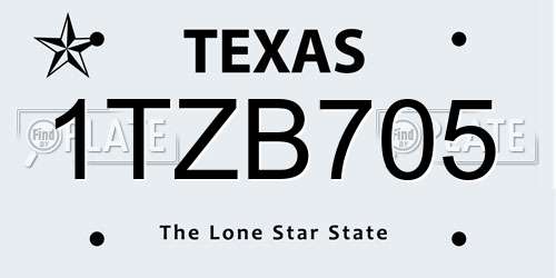 1TZB705 Texas License Plate