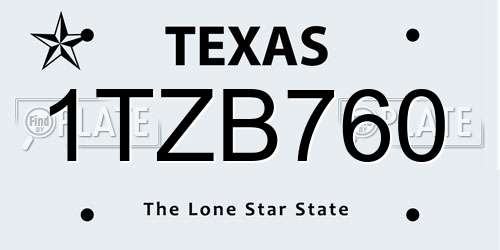 1TZB760 Texas License Plate