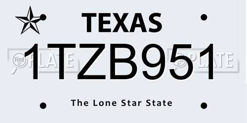 1TZB951 Texas License Plate