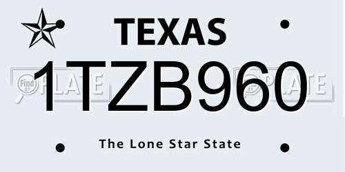 1TZB960 Texas License Plate