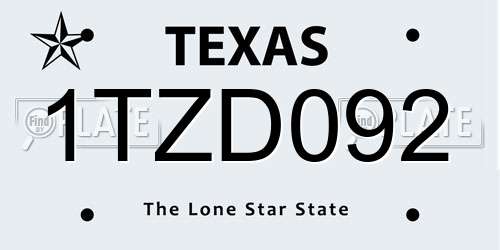 1TZD092 Texas License Plate