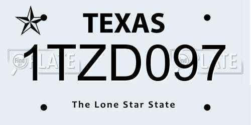 1TZD097 Texas License Plate