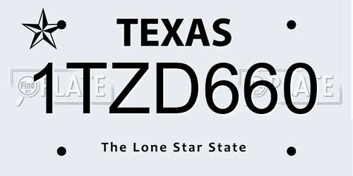 1TZD660 Texas License Plate