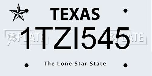 1TZI545 Texas License Plate