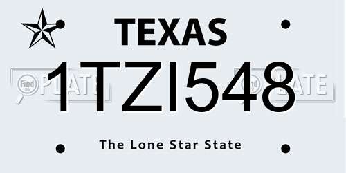 1TZI548 Texas License Plate