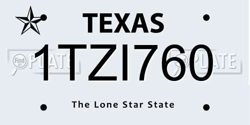 1TZI760 Texas License Plate