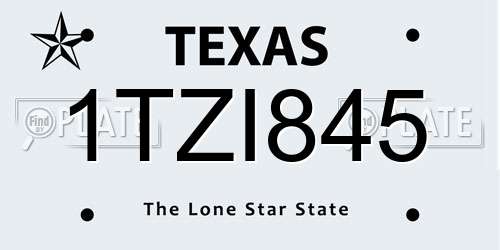 1TZI845 Texas License Plate