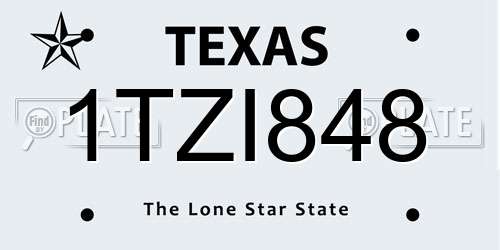 1TZI848 Texas License Plate