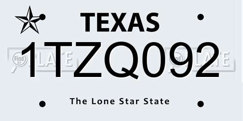 1TZQ092 Texas License Plate