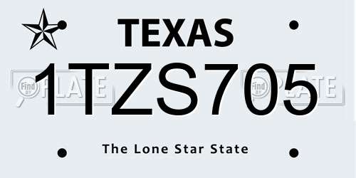 1TZS705 Texas License Plate