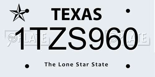 1TZS960 Texas License Plate