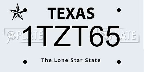 1TZT65 Texas License Plate