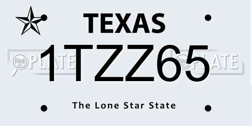 1TZZ65 Texas License Plate