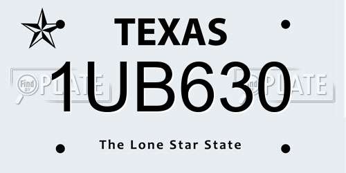 1UB630 Texas License Plate