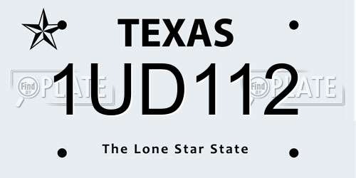 1UD112 Texas License Plate