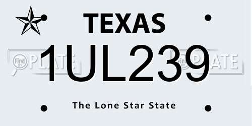 1UL239 Texas License Plate