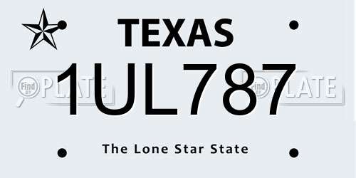 1UL787 Texas License Plate