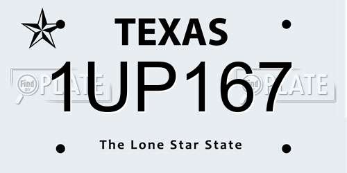 1UP167 Texas License Plate