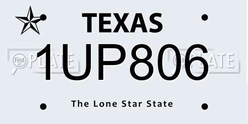 1UP806 Texas License Plate