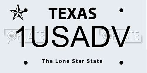 1USADV Texas License Plate