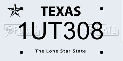 1UT308 Texas License Plate