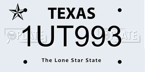 1UT993 Texas License Plate