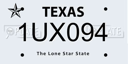 1UX094 Texas License Plate