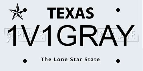 1V1GRAY Texas License Plate