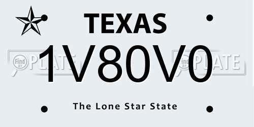 1V80V0 Texas License Plate