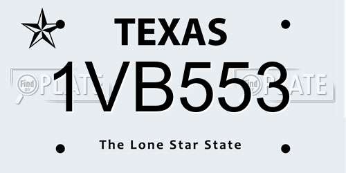 1VB553 Texas License Plate