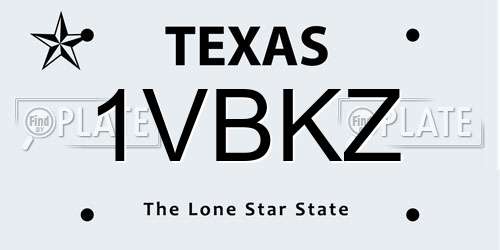 1VBKZ Texas License Plate