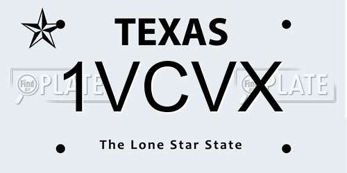 1VCVX Texas License Plate