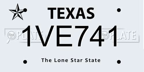1VE741 Texas License Plate
