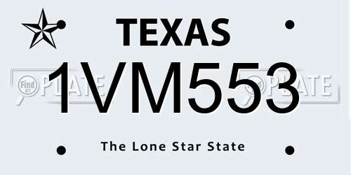 1VM553 Texas License Plate