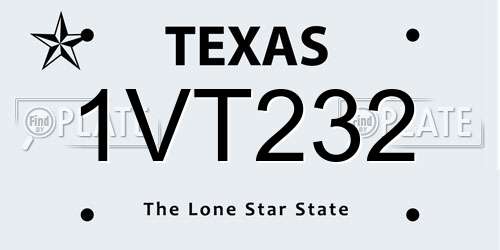 1VT232 Texas License Plate