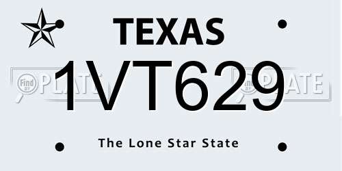 1VT629 Texas License Plate