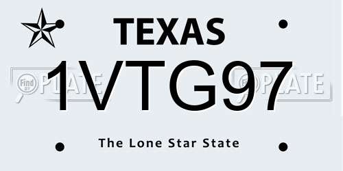 1VTG97 Texas License Plate