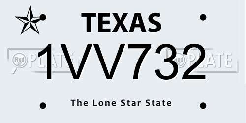 1VV732 Texas License Plate