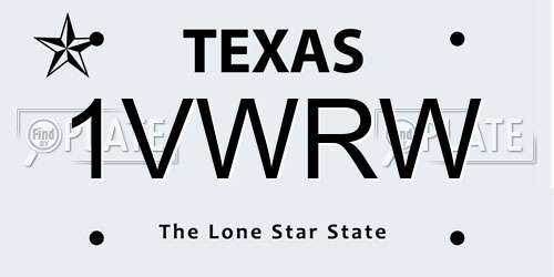 1VWRW Texas License Plate