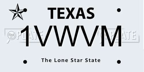 1VWVM Texas License Plate
