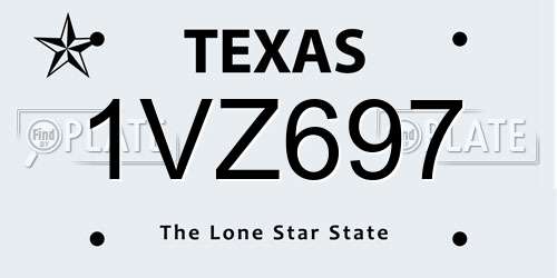 1VZ697 Texas License Plate