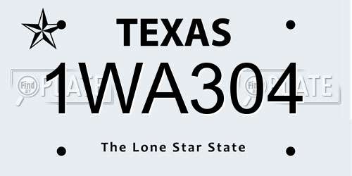 1WA304 Texas License Plate