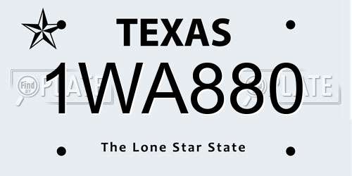 1WA880 Texas License Plate