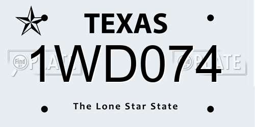 1WD074 Texas License Plate