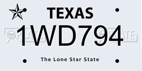 1WD794 Texas License Plate
