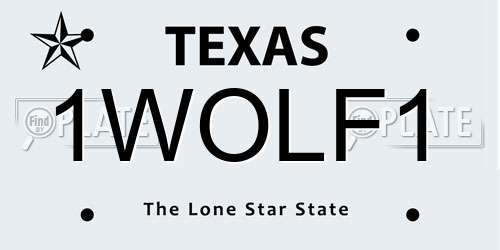1WOLF1 Texas License Plate