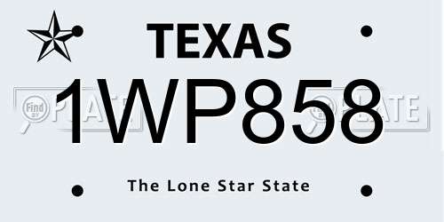 1WP858 Texas License Plate